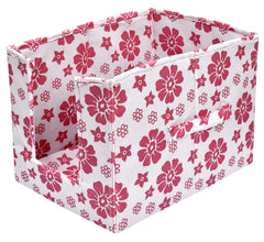 Kuber Industries Flower Printed Non-Woven Foldable Shirt Stacker Closet Organizer With Handles- Pack of 2 (White & Pink)-HS43KUBMART26508