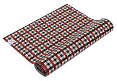 Heart Home Check Printed PVC Anti Slip Skid Shelf Mat, 10 Mtr- Pack of 2 (Maroon)