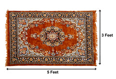 Heart Home Heavy Floral Design 3 x 5 Feet Superfine Velvet Carpet|Rug|Living Room|Bedroom|Hall (Gold)-HS_38_HEARTH20960
