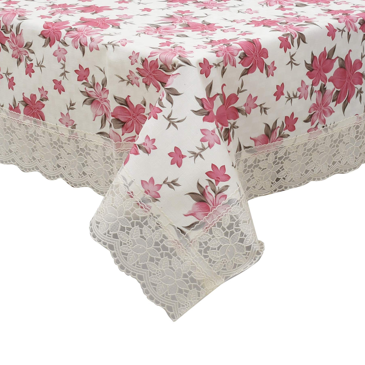 Kuber Industries Dining Table Cover 6 Seater|Floral Table Cover 6 Seater|Table Cover for Home D cor|Cream