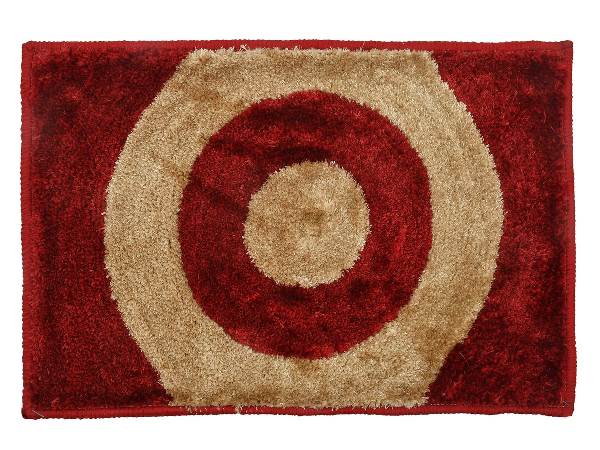 Kuber Industries Circle Design Soft, Lightweigth Velvet Doormat/Floor Mat (Red & Brown), Standard (HS39KUBMART022187)