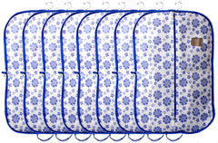 Kuber Industries Flower Printed 8 Pieces Foldable Non Woven Men's Coat Blazer Cover (Blue) -CTKTC41894