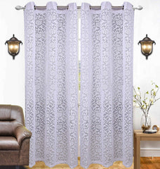 Kuber Industries Cotton 2 Pieces 7 Feet Eyelet Door Curtain (White) -CTKTC029543