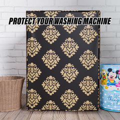 Heart Home Washing Machine Cover | Square Design Washing Machine Cover | Knitting Polyester | Front Load Washing Machine Cover | Brown