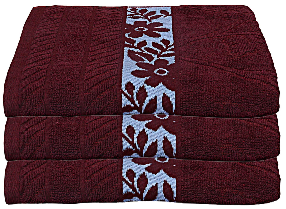 Kuber Industries 100% Cotton 3 Pieces Bath Towel 27" x54” (Maroon) -CTKTC28917