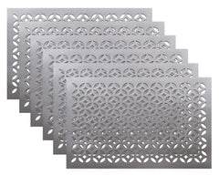 Heart Home PVC Soft Leather 6 Pieces Dining Table Placemat Set (Silver) - CTHH8346