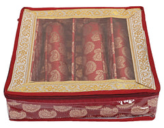 Kuber Industries Multipurpose Carry Design Laminated 3 Rod Bangle Box/Organizer/Case With Tranasparent Top (Red)-47KM0129