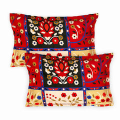 Kuber Industries Floral Print Cotton Double Bedsheet with 2 Pillow Covers, 90"x100" (Multicolor)