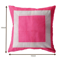 Kuber Industries Cotton Decorative Square Throw Pillow Cover Cushion Covers Pillowcase, Home Decor Decorations for Sofa Couch Bed Chair with Dot Printed 16 x 16 Inch-Set of 4 (Pink)