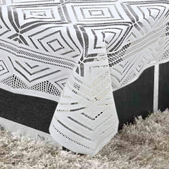 Kuber Industries 4 Seater Cotton Center Table Cover/Table Cloth|Premium Cotton|Size 150 x 100 x 1 CM (White) Pack of 1