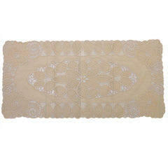 Kuber Industries Leaf Design Virgin Viny Soft Fabric Dining Table Runner 34"x17" or 84 x 42 cm (Cream) - CTKTC045911