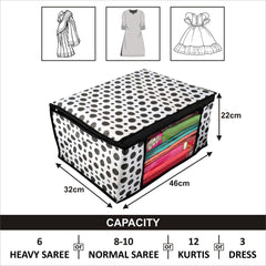 Kuber Industries Saree Covers With Zip|Saree Covers For Storage|Saree Packing Covers For Wedding|Pack of 8 (Black & White)