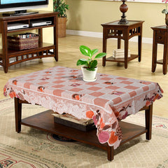 Kuber Industries Check Printed Home Decorative Luxurious 4 Seater Cotton Center Table Cover/Table Cloth, 40"x60" (Pink)-44KM04