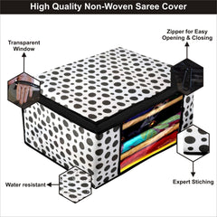 Kuber Industries Saree Covers With Zip|Saree Covers For Storage|Saree Packing Covers For Wedding|Pack of 8 (Black & White)