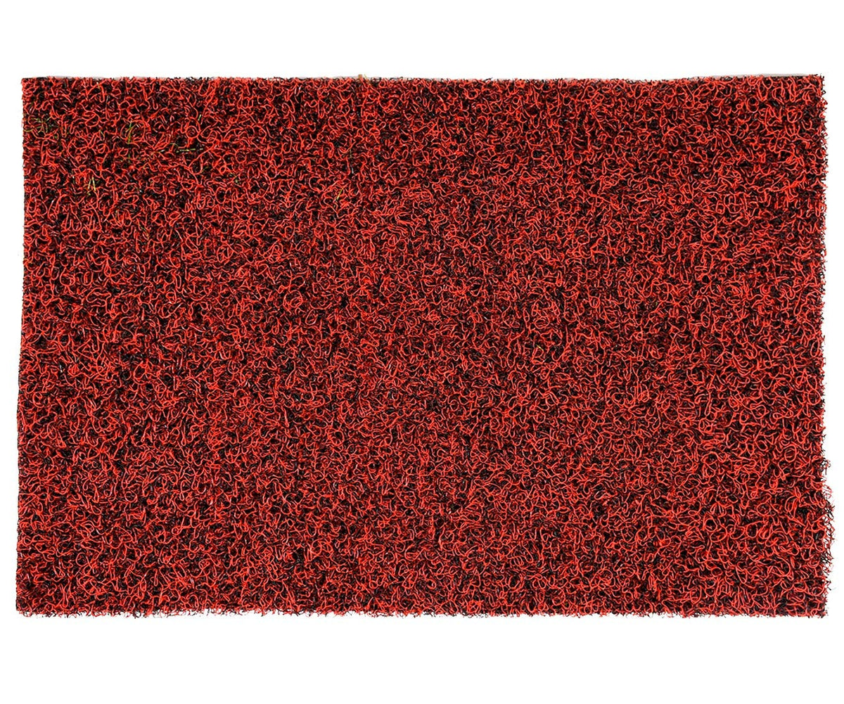 Kuber Industries Double Shade Thread Rubber Anti Slip 1 Piece Door Mat 16" x24'' (Red & Black) - CTKTC039954