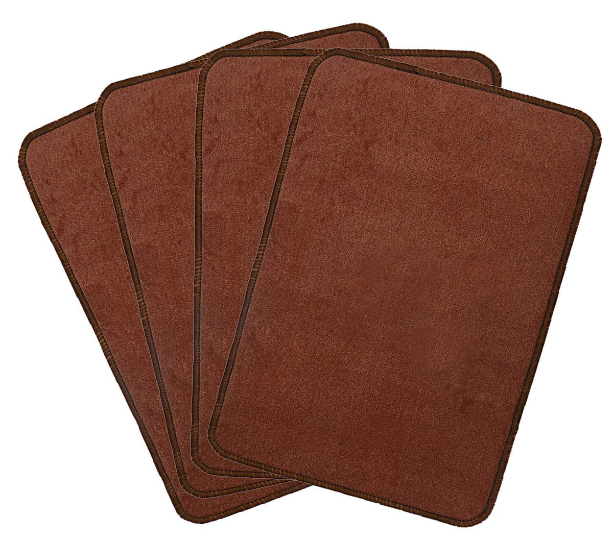 Heart Home Microfiber Anti Slip 4 Pieces Door Mat 22"x14", Brown CTHH02749