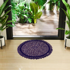 Heart Home Door Mat | Round Shape Feather Door Mat | Cotton Reversible Mat | Door Mat for Kitchen | Door Mat for Home | 20 Inch | Large | Pack of 2 | Purple