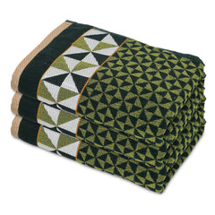 Heart HomeTringle Printed Super Soft, Fluffy, and Absorbent, Cotton Bath Towel Perfect for Daily Use, 30"x60"- Pack of 3 (Green)