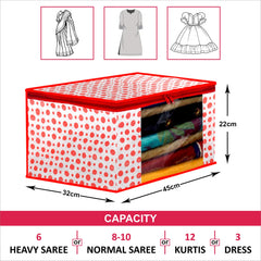 Homestic Set of 10 Foldable Non Woven saree covers with Zip|Saree & Clothes Organiser for wardrobe |Transparent Window With Premium Zipper|Suitable for Lehenga, Suit, Dress (Blue & Pink)