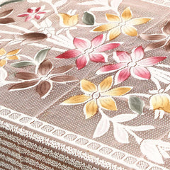 Kuber Industries Flower Printed Cotton 4 Seater Center Table Cover,40"x60" (White & Brown)-44KM095