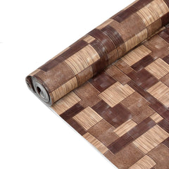 Kuber Industries Floral Checkered Design PVC Wardrobe Kitchen Drawer Shelf Mat 10 Mtr Roll (Brown)-CTKTC30424
