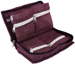 Heart Home Cotton Dot Printed Jewellery Pouch Cum Makeup Organiser Kit (Purple)-HHEART15428