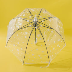 Kuber Industries Transparent Umbrella For Men & Women|Automatic Umbrella For Rain (White)