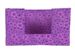 Kuber Industries Flower Printed Non-Woven Foldable Saree Stacker, Wardrobe Organizer, Storage Bin With Handle- Pack of 3 (Purple)-HS43KUBMART26384