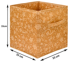 Heart Home Metalic Printed Multi-Utility Organizer, Storage box, Closet For Clothes, Toys With Handle- Pack of 3 (Brown)-HS43HEARTH26209