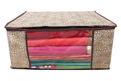 Kuber Industries Flower Design 8 Piece Non Woven Saree Cover, Large, Golden Brown - CTKTC15236