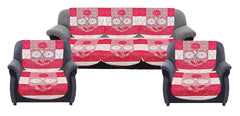 Kuber Industries Floral 6 Piece Cotton 5 Seater Sofa Cover Set - Pink