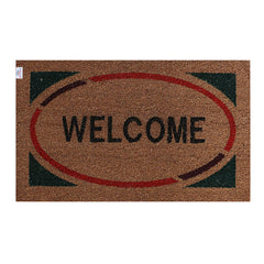 Heart Home Door Mat|Polyethylene Durable & Anti-Slip Natural Oval Welcome Print Floor Mat|Rug for Indoor or Outdoor, 30x20 Inch, Pack of 2 (Brown)