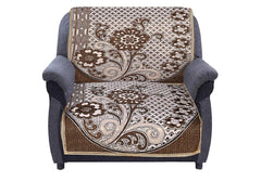 Kuber Industries CTKTC013570 Flower Design Cotton 5 Seater Sofa Cover Set (Brown, Standard) - 6 Pieces