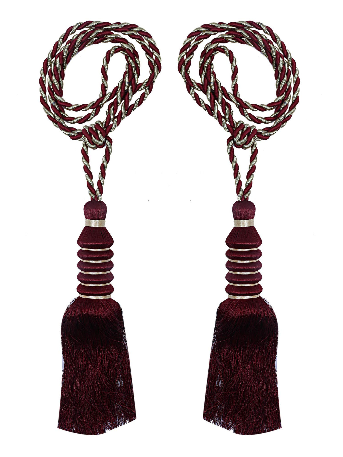 Kuber Industries Polyester 2 Pieces Curtain Tie Back Tassel Set (Maroon) -CTKTC012864