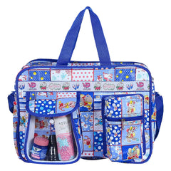 Heart Home PVC Multiuses Teddy Print Mothers Bag/Diapers Bag With Handle For Traveling, storing (Blue) 52HH4012