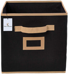 Kuber Industries Non Woven 2 Piece Shirt Stacker Wardrobe Organizer and 1 Piece Small Foldable Storage Organiser Cubes/Boxes (Black) -CTKTC038339
