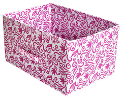 Kuber Industries Leaf Print Non Woven Fabric Modular Closet Organizer Box with Handle for Cube Storage Units in Closet, Bedroom to Hold Clothing,T-Shirts,Leggings, Accessories (Pink)-KUBMART16005