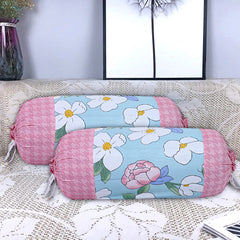 Kuber Industries Cotton Flower Print Attractive Bolster Cover with Drawstring for Home Décor,Set of 4 (Pink)