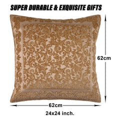 Kuber Industries Cushion Cover | Sofa Cushion Covers | Embossed Square Cushion Covers | Polyester Cushion Covers | Couch Cushion Covers | Set of 2 | 24 Inch | Brown