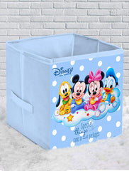 Kuber Industries Disney Baby Team Mickey Print Non Woven 4 Pieces Fabric Foldable Storage Cube For Toy,Books,Shoes Storage Box With Handle,Extra Large (Royal Blue)-KUBMART16154, Pack of 4