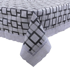 Kuber Industries Checkered Design PVC 6 Seater Dining Table Cover 78"x54" (Grey)