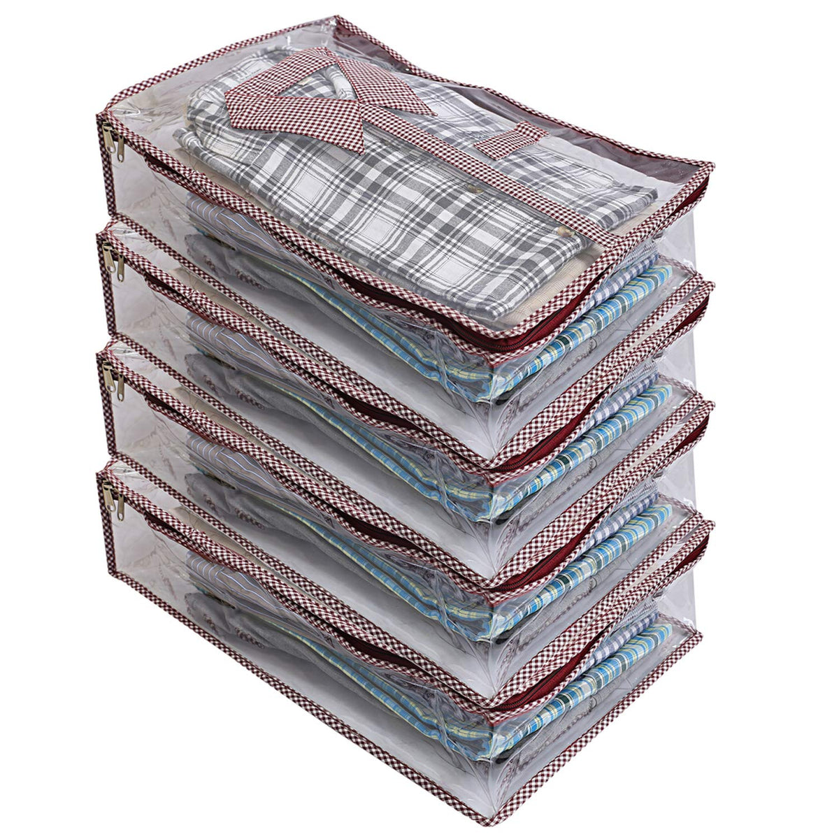 Heart Home 4 Pieces PVC Shirt Cover (Maroon) - CTHH18796