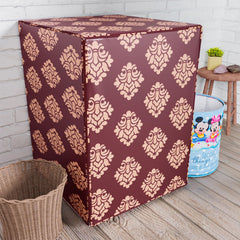 Heart Home Washing Machine Cover | Square Design Washing Machine Cover | Knitting Polyester | Front Load Washing Machine Cover | Maroon
