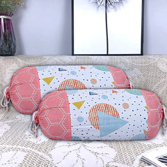 Kuber Industries Cotton Geometric Pattern Attractive Bolster Cover with Drawstring for Home Décor,Set of 4 (Multiclour)
