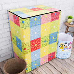 Heart Home Washing Machine Cover | Yellow & Check Print Washing Machine Cover | PVC | Top Load Semi-Automatic Washing Machine Cover | Multi