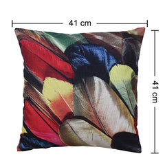 Heart Home Cushion Cover|Sofa Cushion Covers|Perrot Feather Print Sitting Cushion Cover|Polyester Cushion Filler|16x16 Inch|Set of 5 (Multicolor)