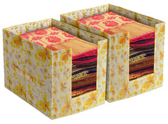 Kuber Industries Flower Design Foldable Rectangle Cloth Saree Stacker Cloth Wardrobe Organizer (Yellow)