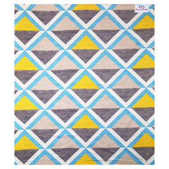 Heart Home Glace Cotton Triangle Design Double Bedsheet with 2 Pillow Covers,90x100,(Multicolor)