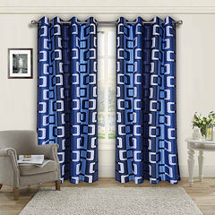 Kuber Industries Curtain|Door Curtain 7 Feet|Black Out Curtain for Door|Faux Silk Curtains with Eyelet|Set of 2 (Blue)