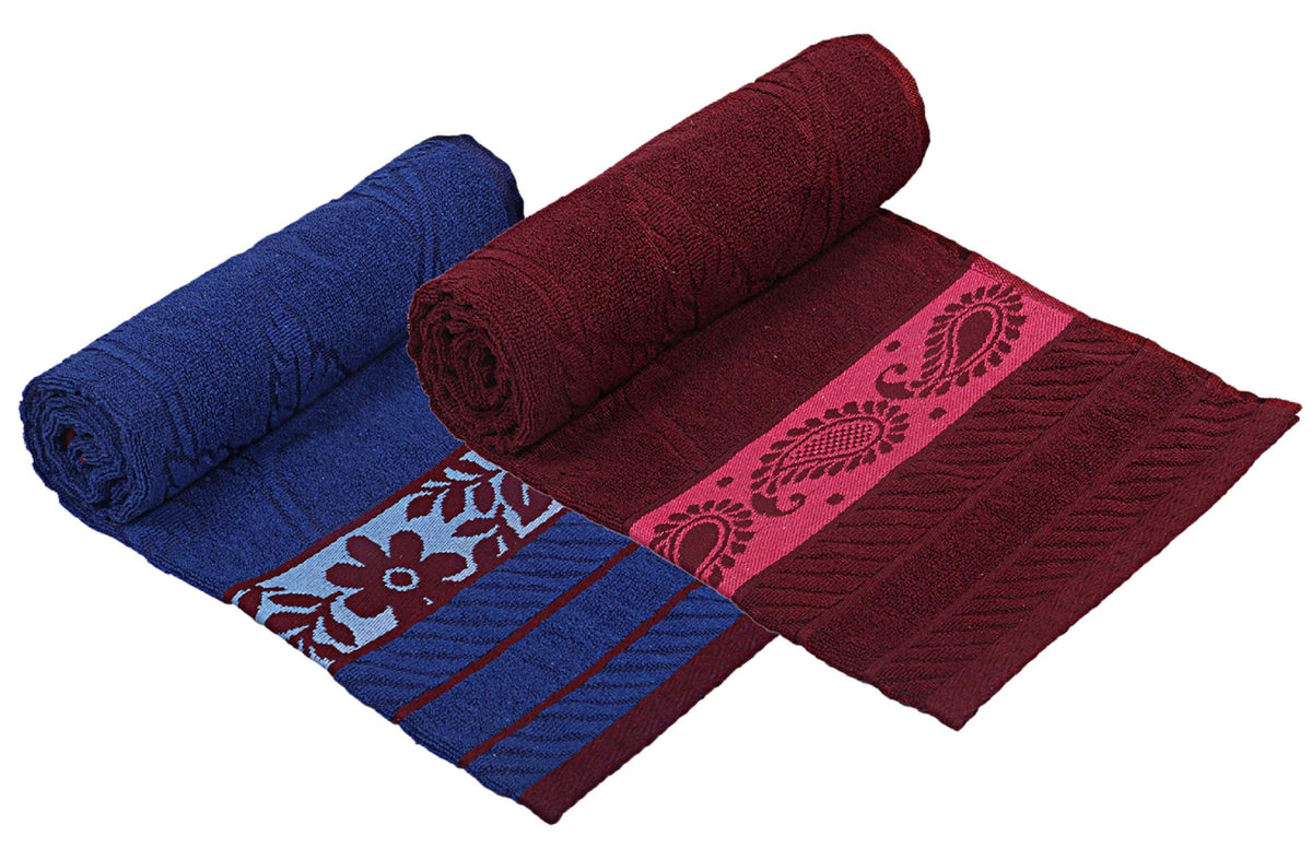 Kuber Industries Cotton Bath Towel 27" x54, 2 Pieces (Blue & Maroon) -CTKTC8934, Standard